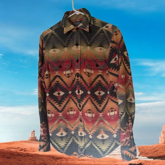 Vintage Polo Ralph Lauren RL RRL Wool Flannel Shirt Navajo Aztec Kanye Yeezy YZY - Picture 1 of 16